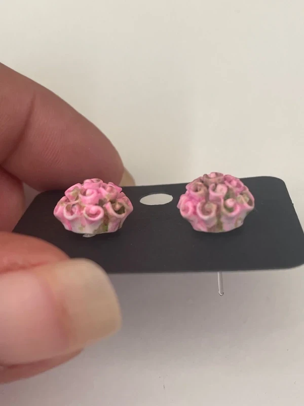 Brincos Hortênsia rosa e verde – photo 2